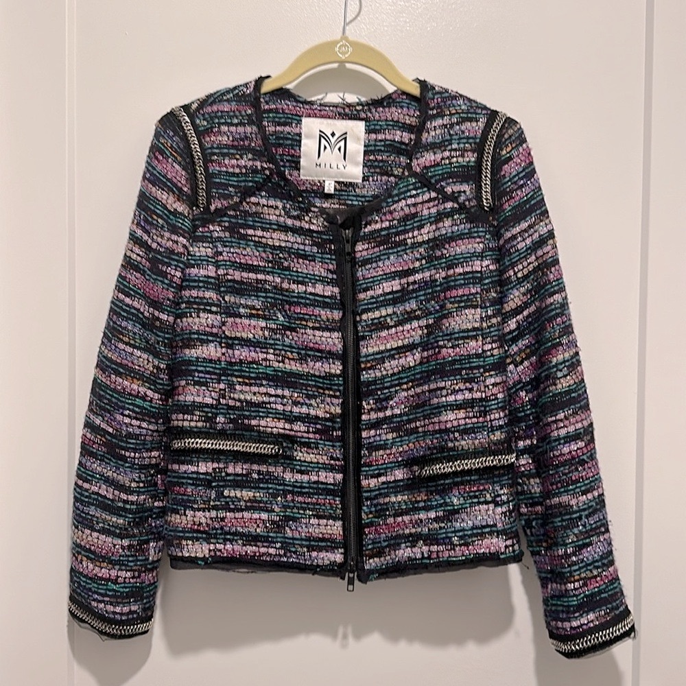 Milly crop jacket/blazer sz 6 multi-colored shimmer